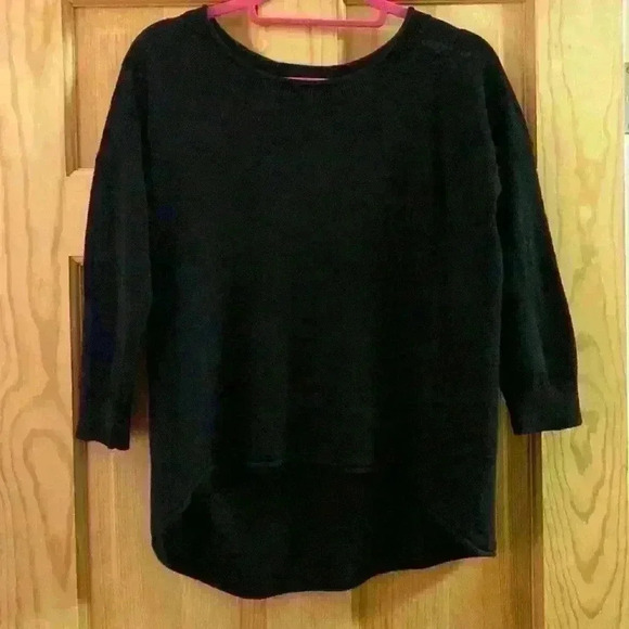 French Connection Black Black Quarter Length Sweater Open Lace Back - Picture 1 of 4